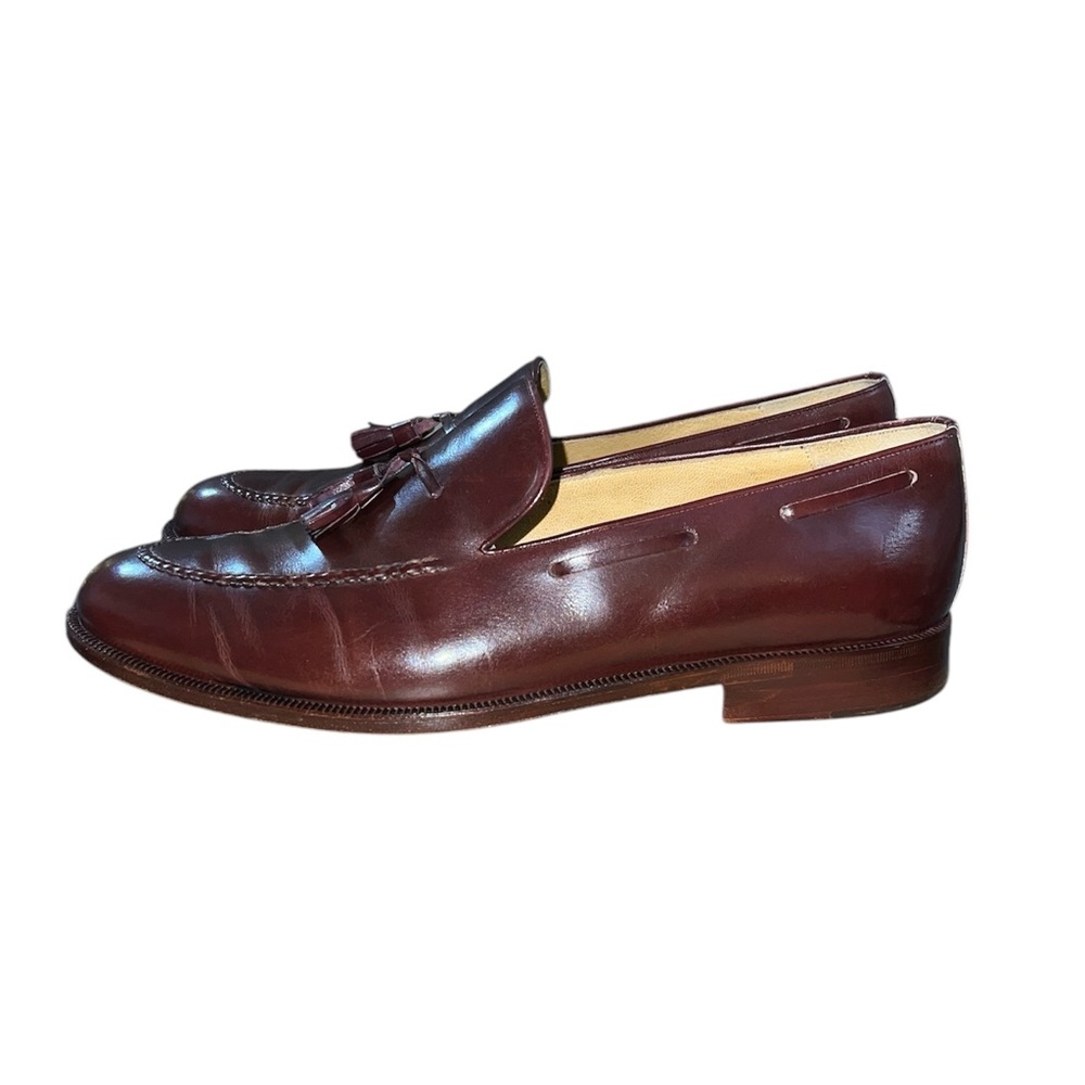 Lopez Taibo Men’s Handmade Brown Leather Loafers Size 10.5 Slip On Tassel Shoes - Picture 2 of 12